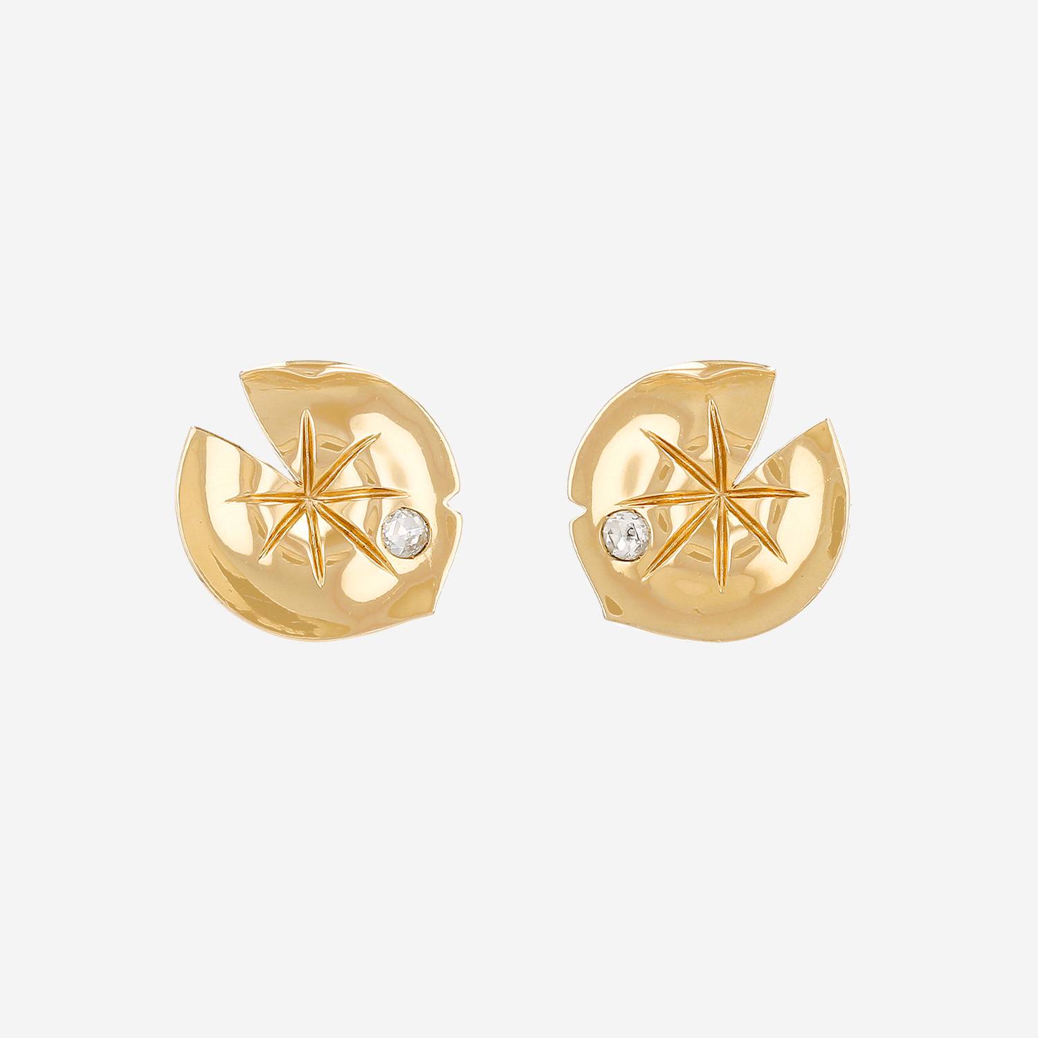 Paire de boucles d'oreilles Vintage Faraone en or jaune et diamants