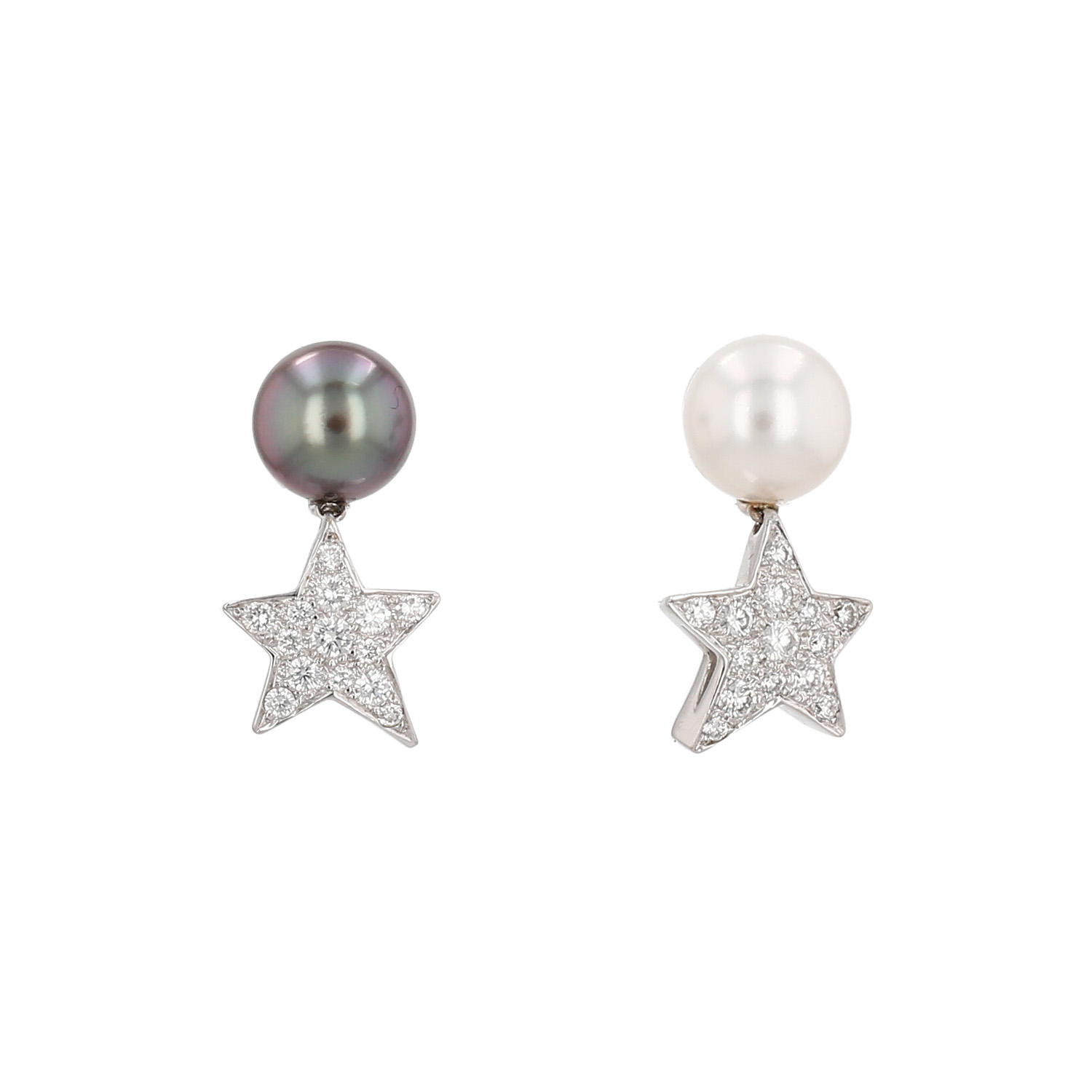 Chanel Comètes earrings in white gold, pearls and diamonds Chanel Comètes earrings in white gold, pearls and diamonds