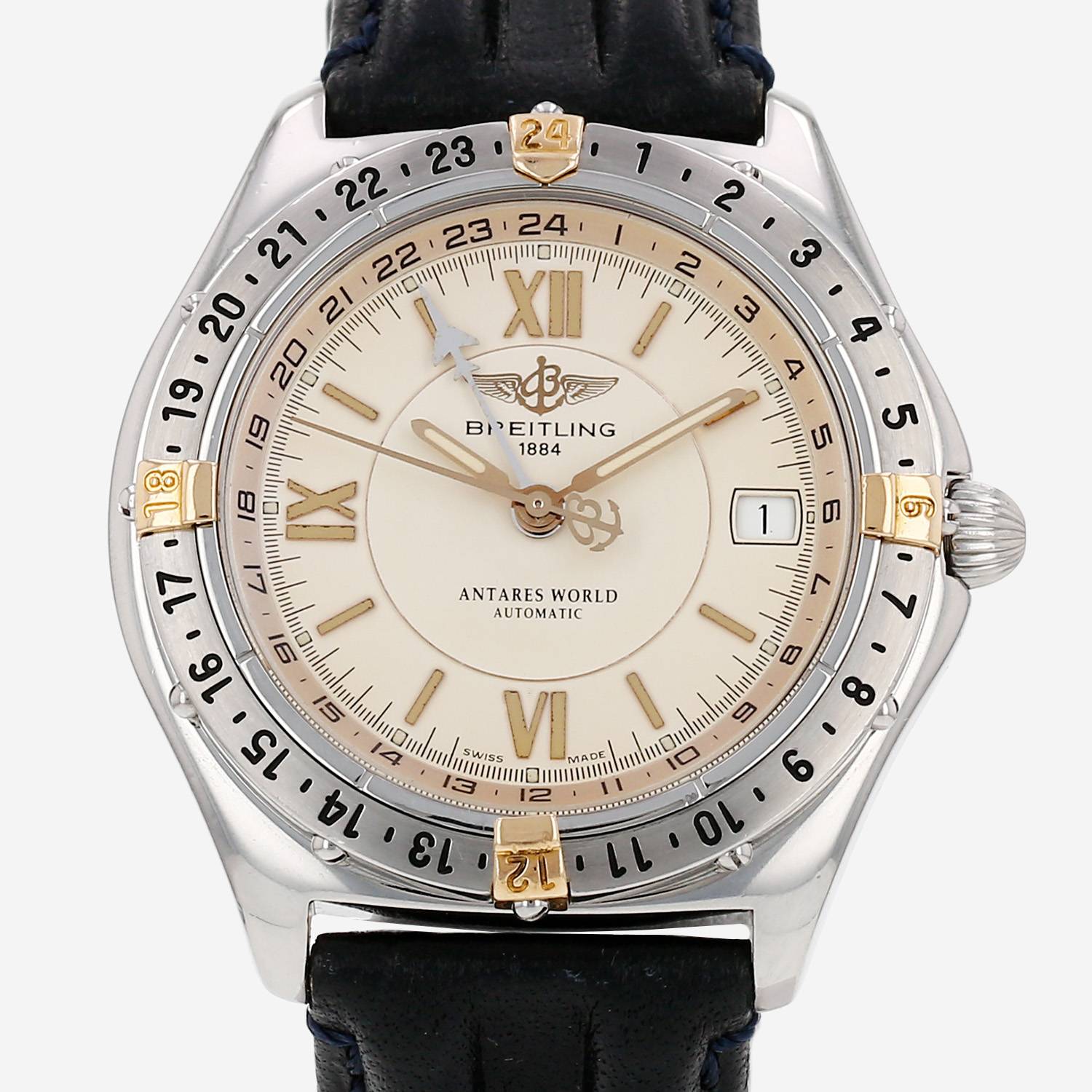 Montre Breitling Antares World en acier Ref: Breitling - B32047  Vers 1990 Montre Breitling Antares World en acier Ref: Breitling - B32047  Vers 1990
