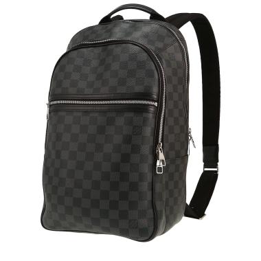 Louis Vuitton  Michael backpack  in grey Graphite damier canvas  and black leather