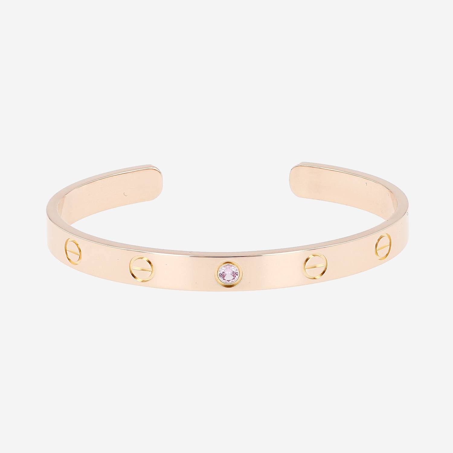 Brazalete abierto Cartier Love ouvert de oro rosa y zafiro rosa