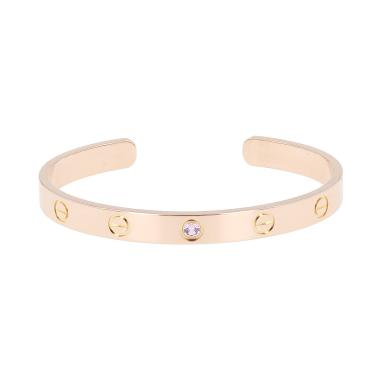 Bracelet ouvert Cartier Love ouvert en or rose et saphir rose