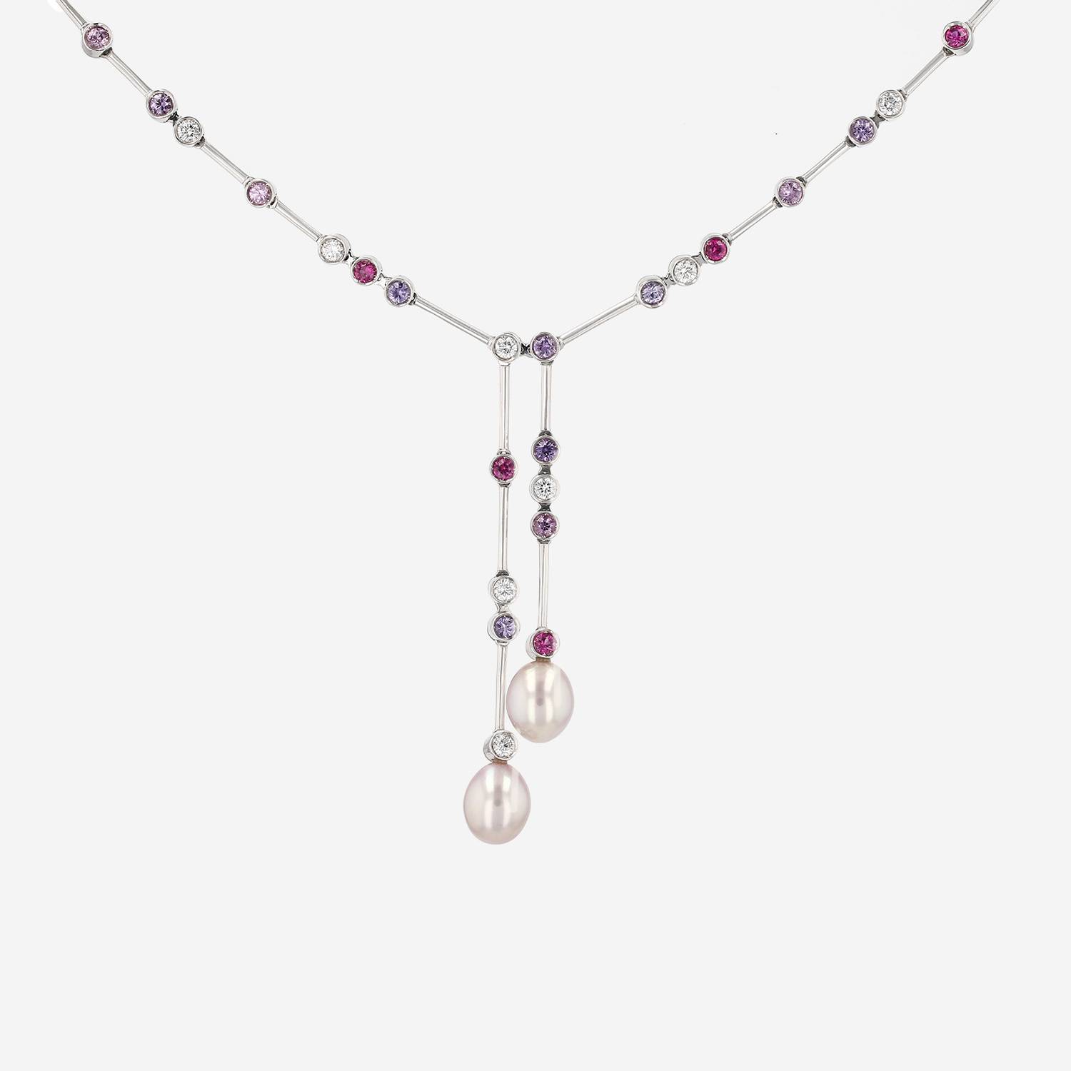 Chanel 1932 necklace in white gold, diamonds and sapphires