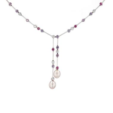 Collar Chanel 1932 de oro blanco, diamantes y zafiros rosa