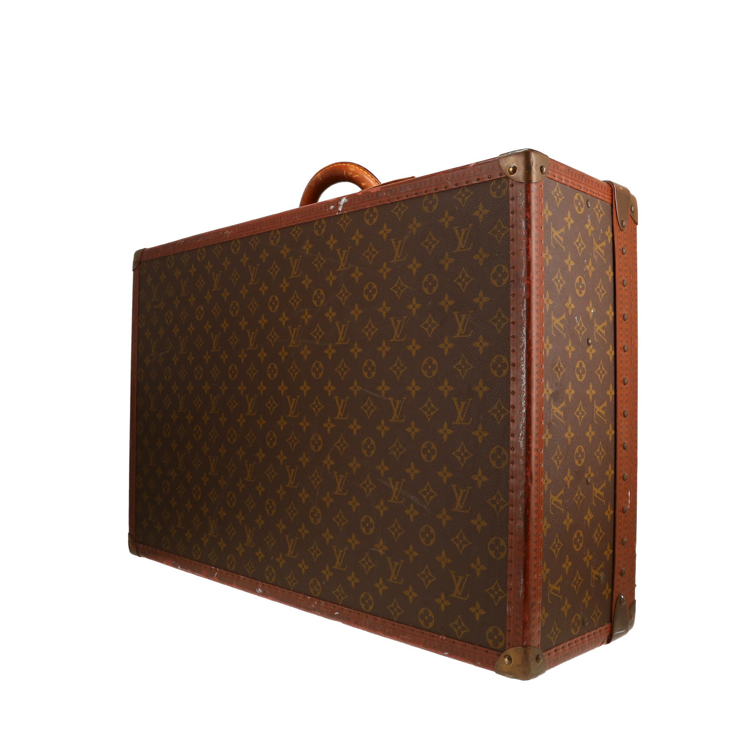 Louis Vuitton Alzer 70 suitcase in brown monogram canvas and natural leather - Detail D5