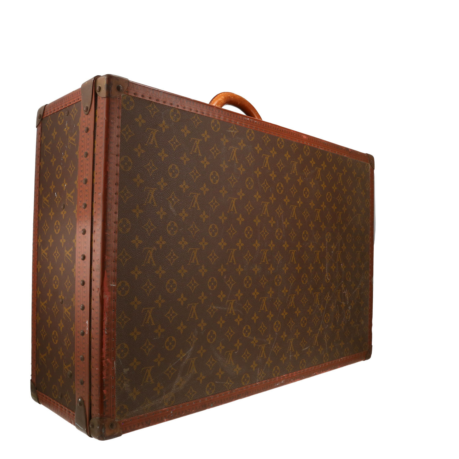 Louis Vuitton Alzer 70 suitcase in brown monogram canvas and natural leather - Detail D7
