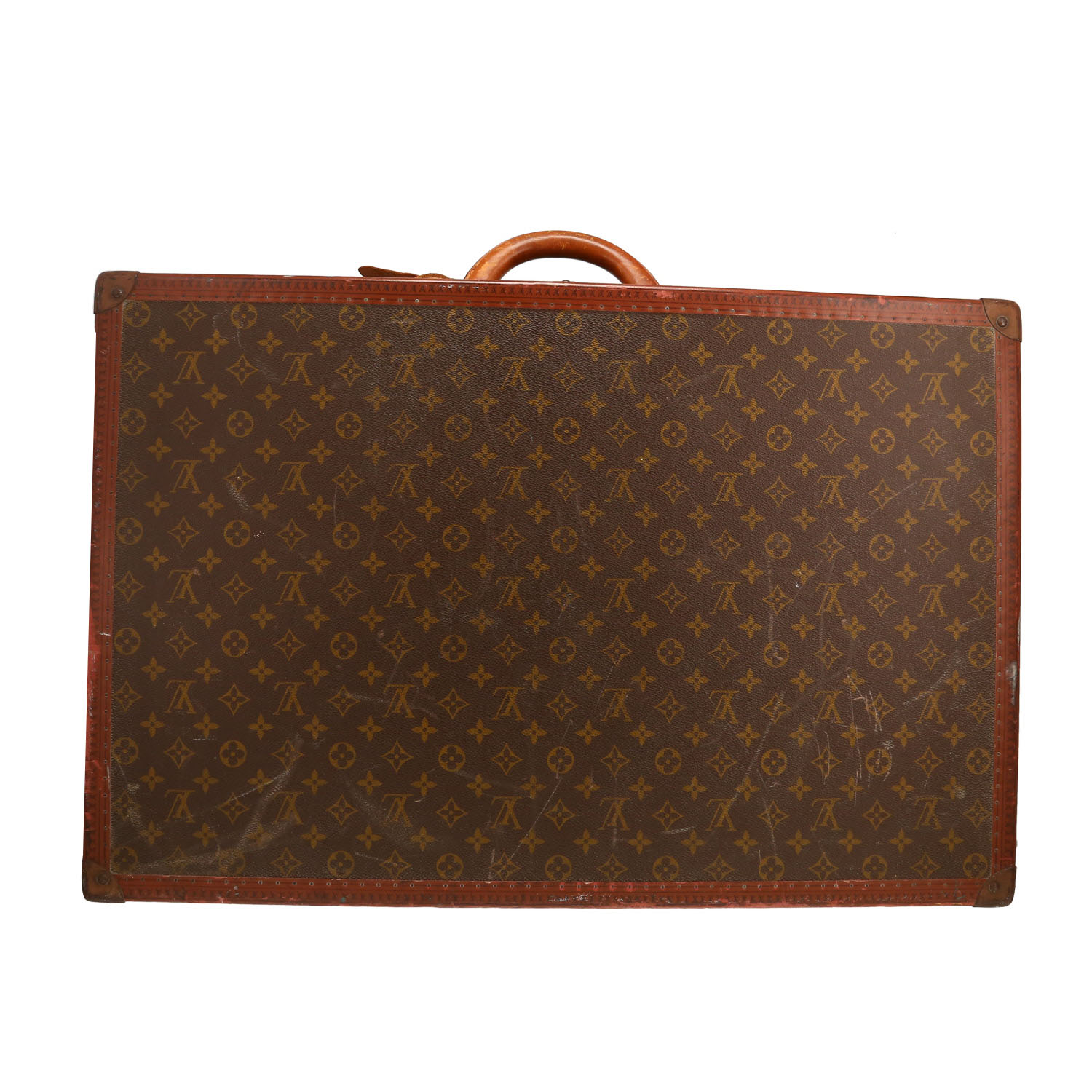 Valise Louis Vuitton Alzer 70 en toile monogram marron et cuir naturel - Detail D8
