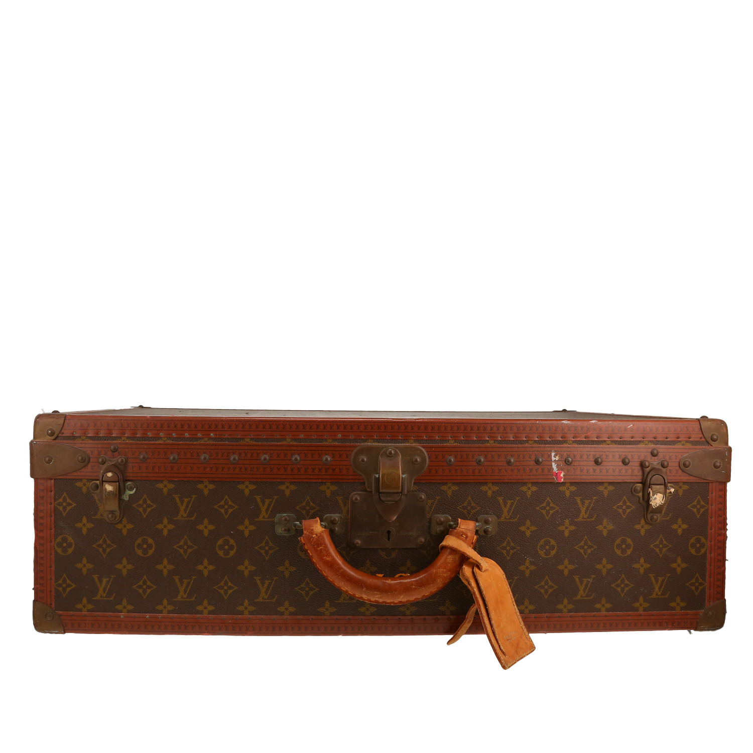 Valise Louis Vuitton Alzer 70 en toile monogram marron et cuir naturel - Detail D9