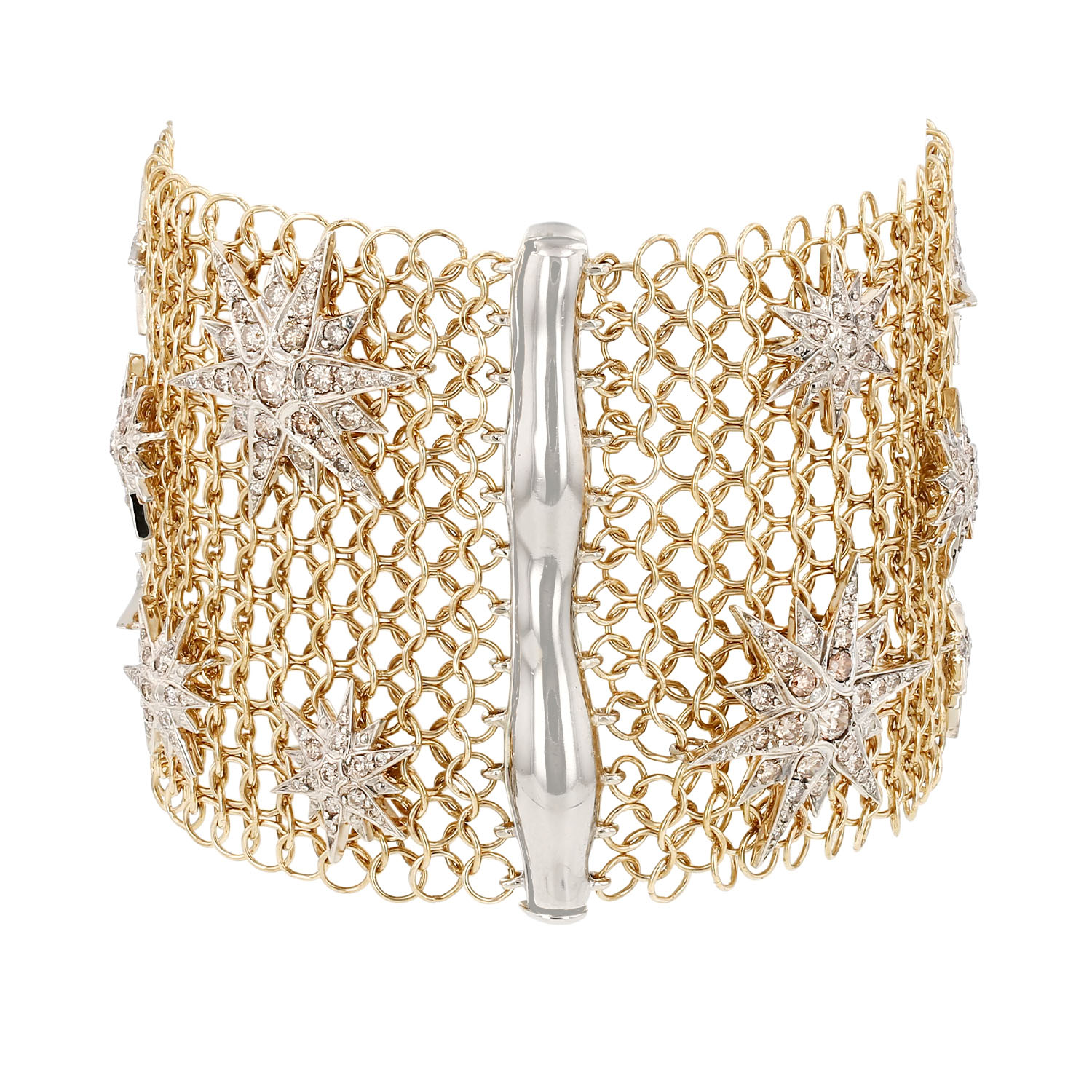 H. Stern Stars cuff bracelet in yellow gold, white gold and diamonds - Detail D1
