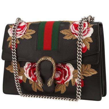 Sac porté épaule ou main Gucci  Dionysus en cuir noir et toile bicolore