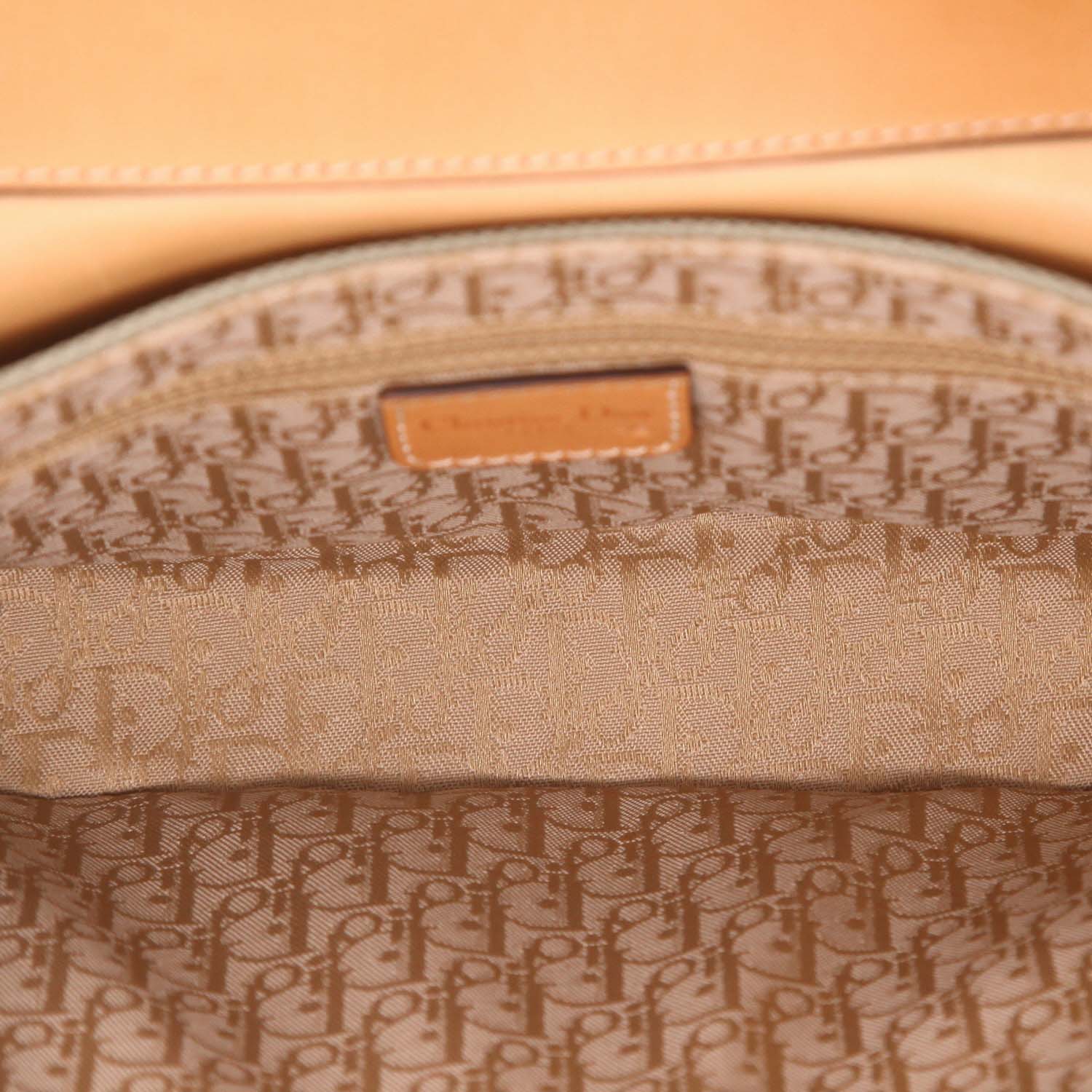 Dior  Colombus handbag  in khaki canvas  and brown leather - Detail D3