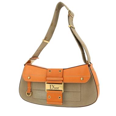 Dior  Colombus handbag  in khaki canvas  and brown leather