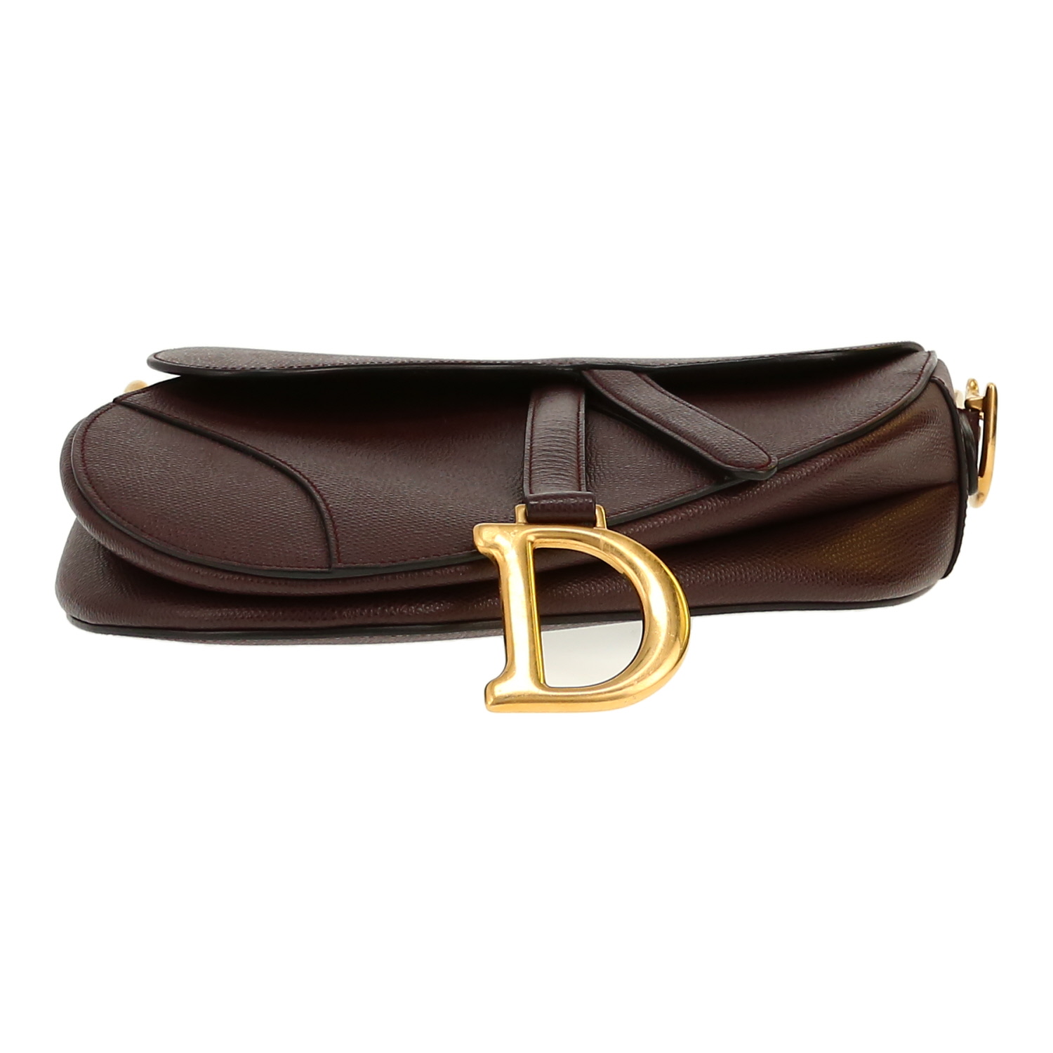Borsa Dior  Saddle in pelle martellata bordeaux - Detail D1