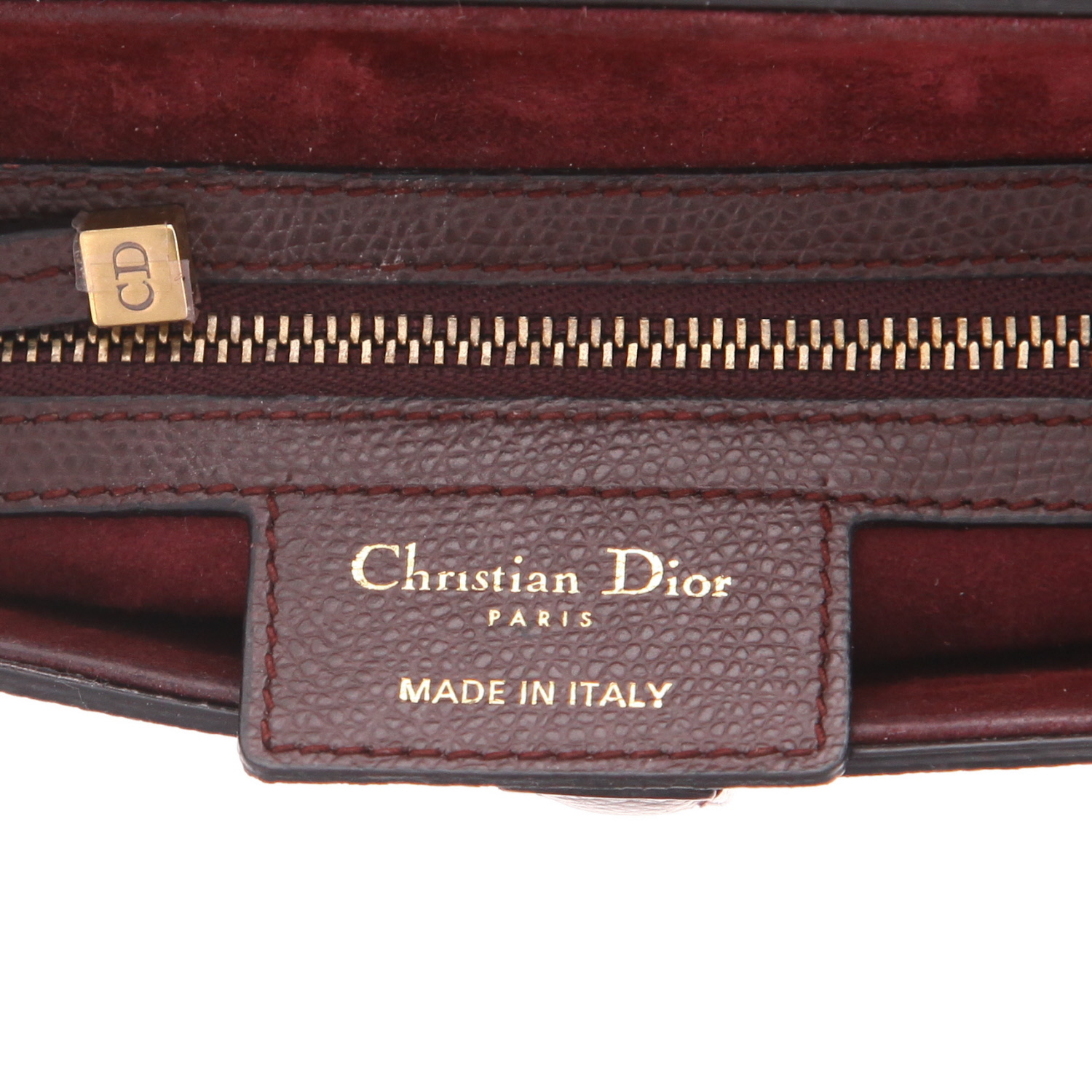 Dior  Saddle handbag  in burgundy grained leather - Detail D2