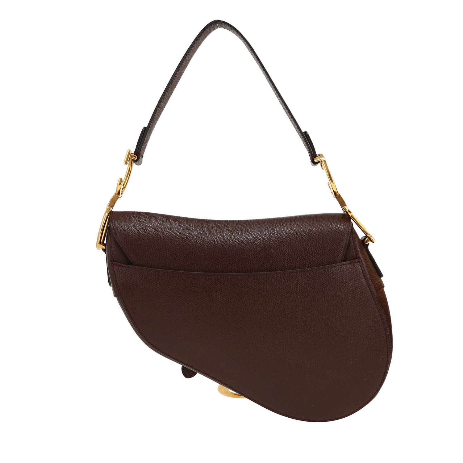 Bolso de mano Dior  Saddle en cuero granulado color burdeos - Detail D4