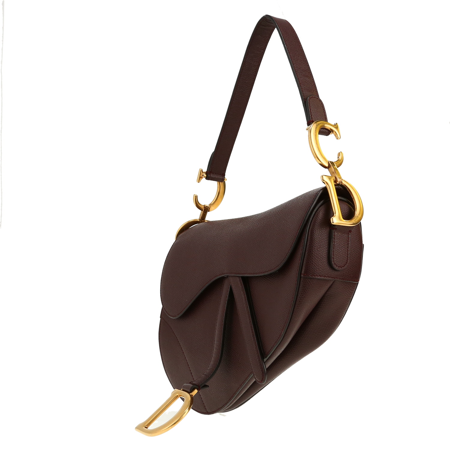 Dior  Saddle handbag  in burgundy grained leather - Detail D5