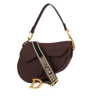 Bolso de mano Dior  Saddle en cuero granulado color burdeos