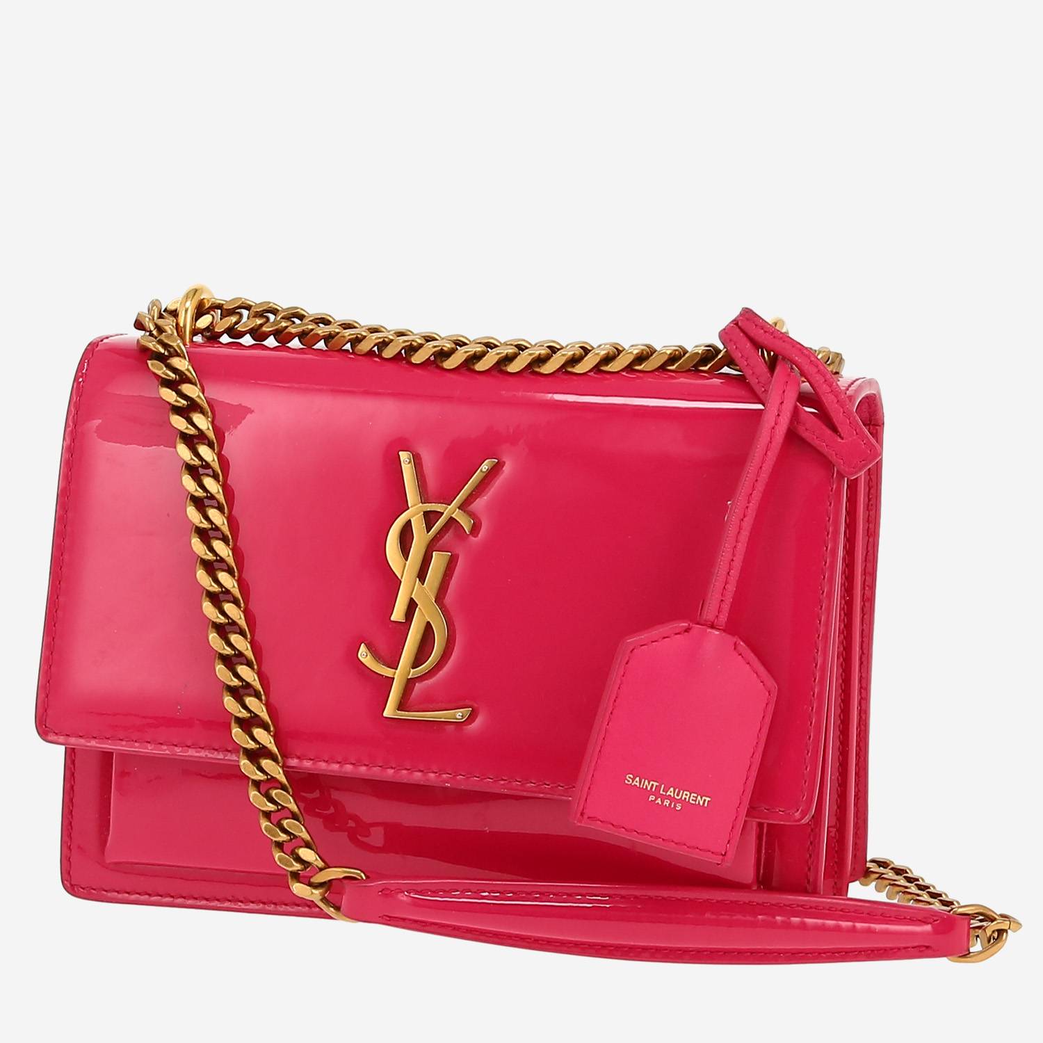Sac bandoulière Saint Laurent  Sunset en cuir verni rose