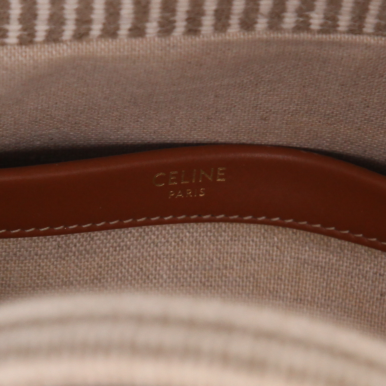 Sac cabas Celine  Thais en toile beige et cuir marron - Detail D2