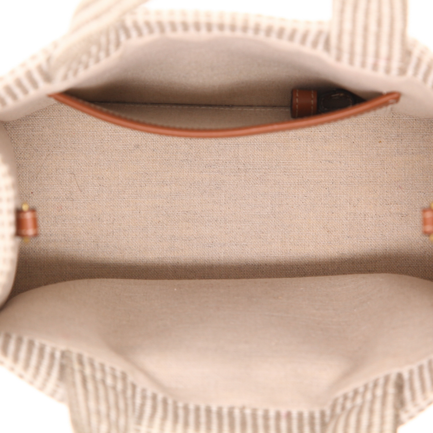 Celine  Thais shopping bag  in beige canvas  and brown leather - Detail D3