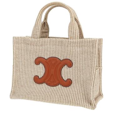 Bolso Cabás Celine  Thais en lona beige y cuero marrón