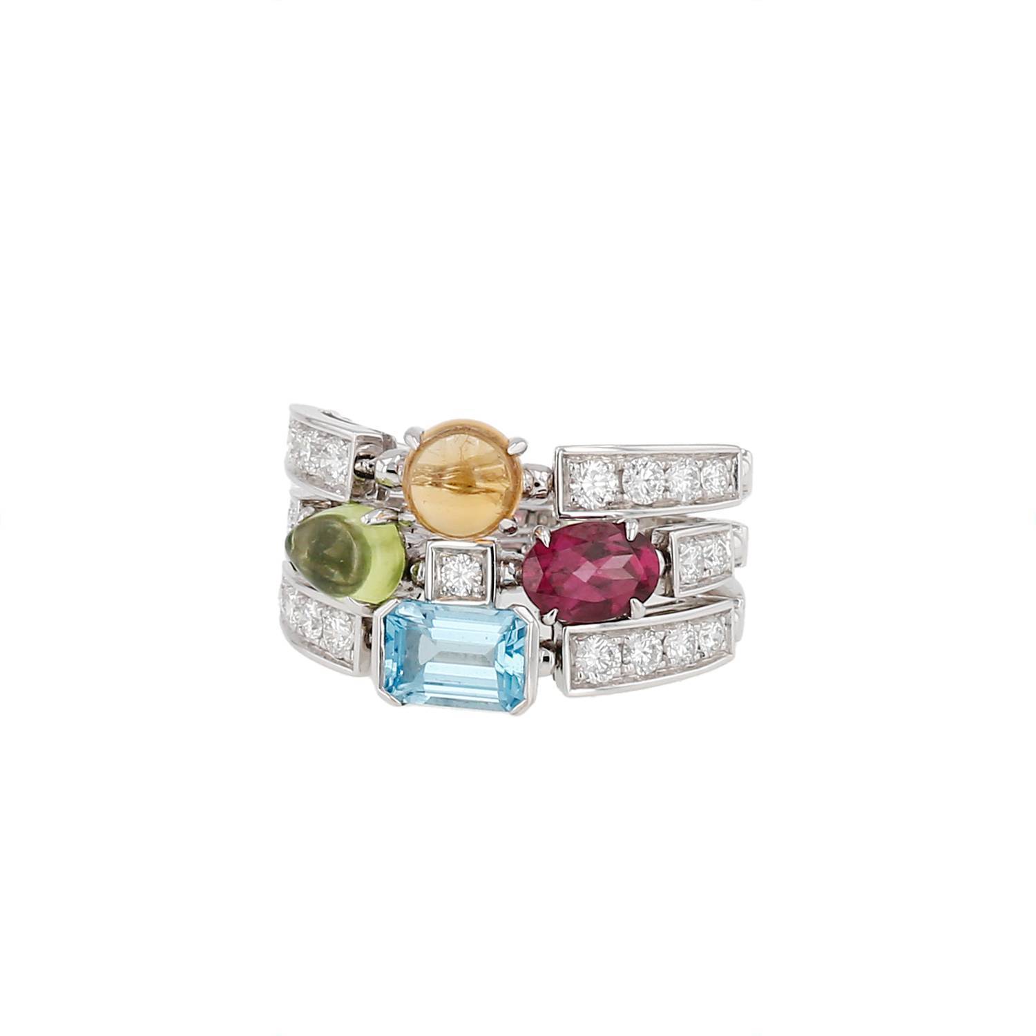Bague Bulgari Allegra articulée or blanc diamants occasion Bague Bulgari Allegra articulée or blanc diamants occasion
