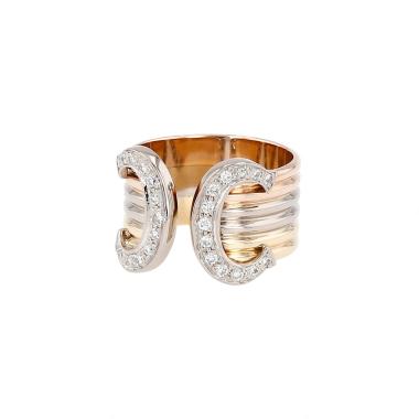 Sortija Cartier C de Cartier modelo grande de 3 oros y diamantes