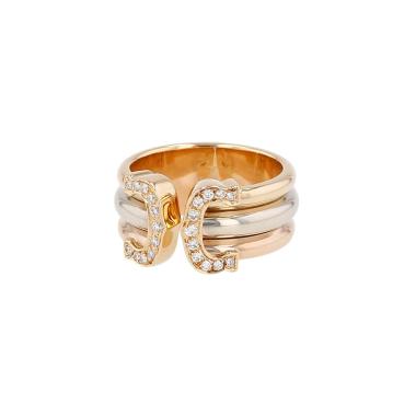 Cartier C de Cartier large model ring in 3 golds and diamonds