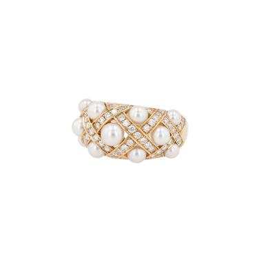 Bague Chanel Baroque moyen modèle en or blanc, perles de culture et diamants