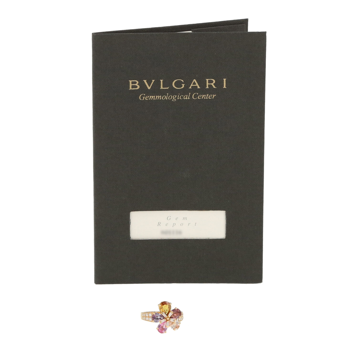 Sortija Bulgari Sapphire Flower modelo mediano de oro amarillo, zafiros y diamantes - Detail D2