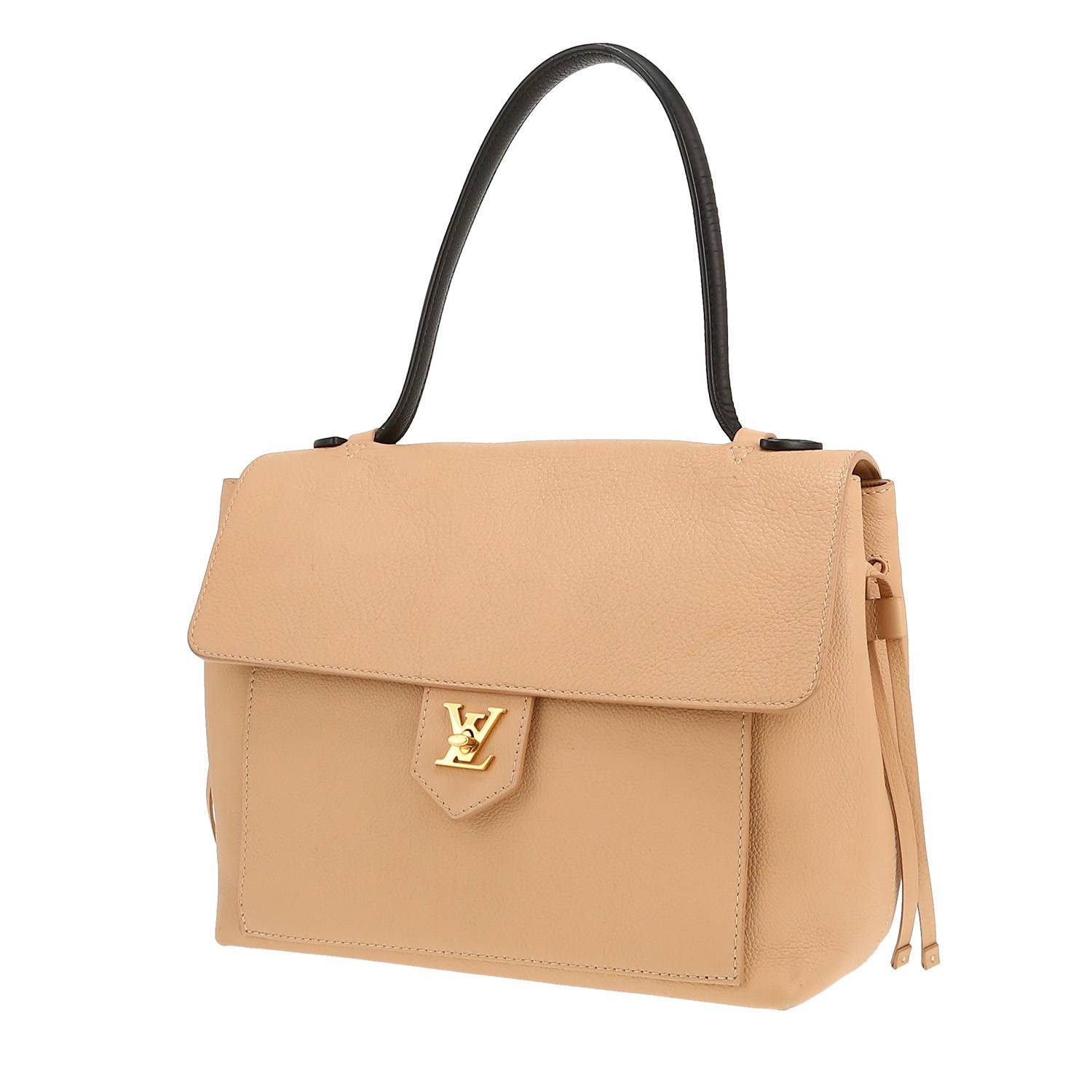 Sac Louis Vuitton Lockme cuir grainé beige noir occasion