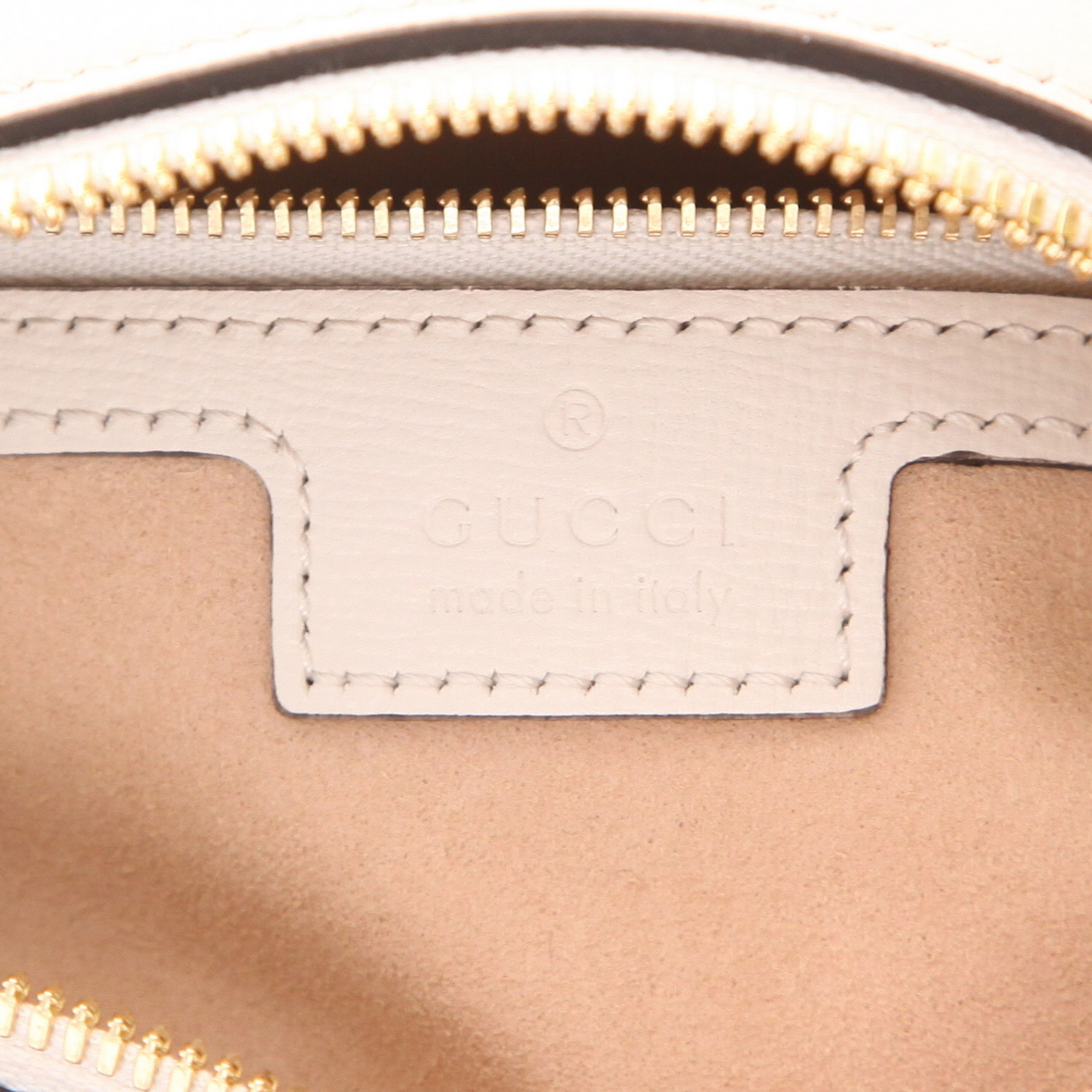 Borsa a tracolla Gucci  1955 Horsebit in tela "sûpreme GG" beige e pelle bianca - Detail D2