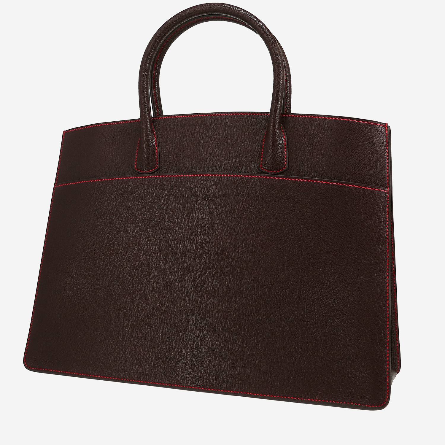 Hermès  White Bus handbag  in brown goat