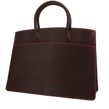 Hermès  White Bus handbag  in brown goat