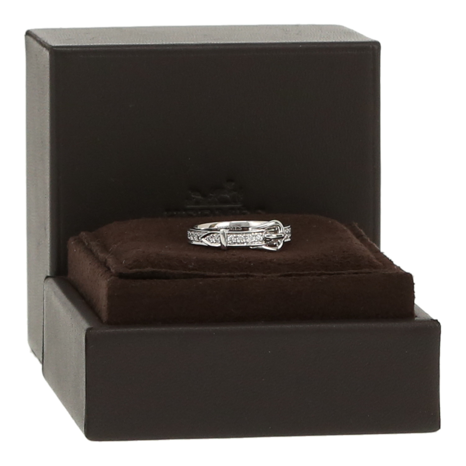 Sortija Hermès Etrivière de oro blanco y diamantes - Detail D2