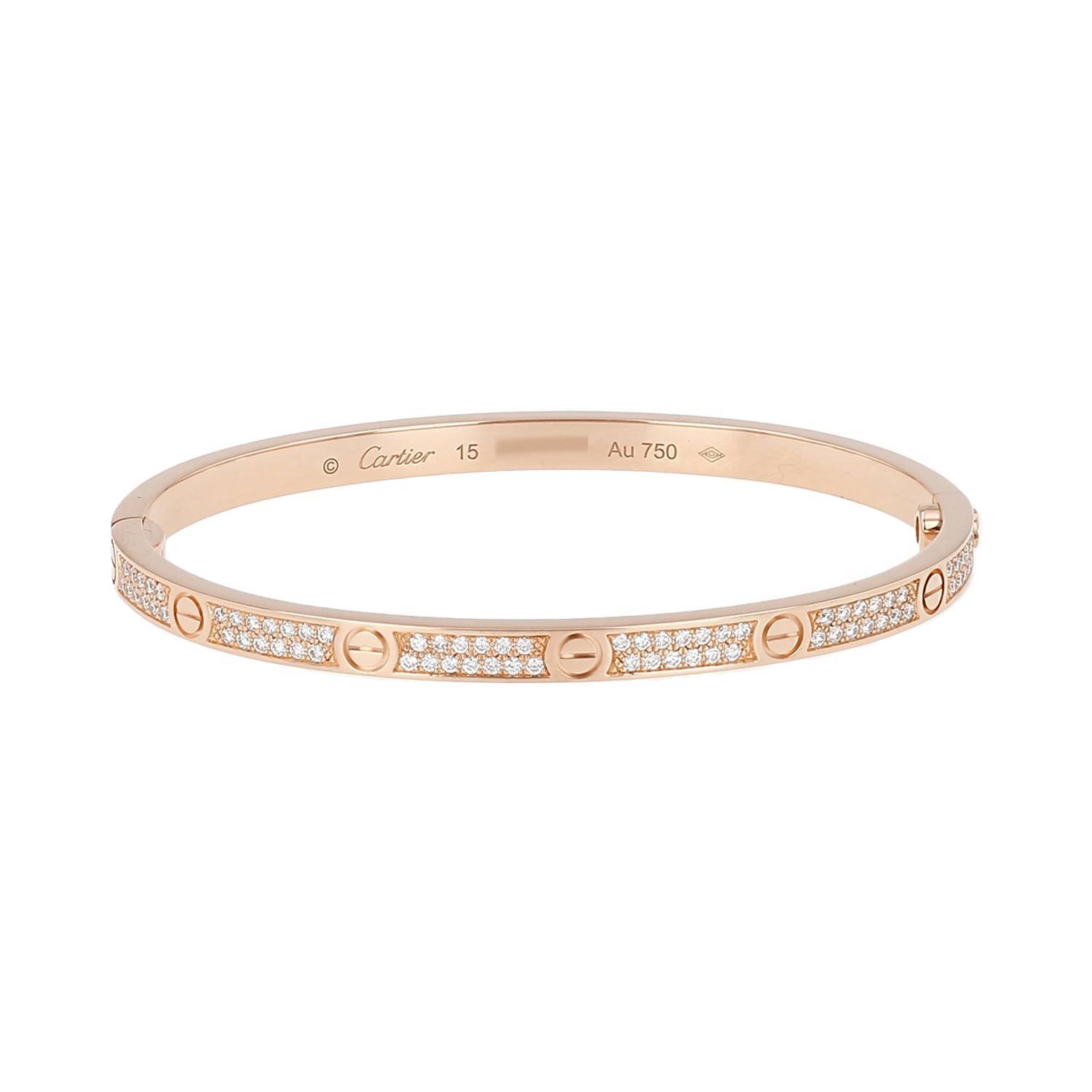 Bracelet Cartier Love pavé petit modèle en or rose et diamants