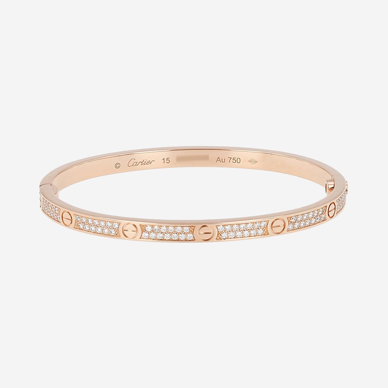 Bracciale Cartier Love pavé modello piccolo in oro rosa e diamanti