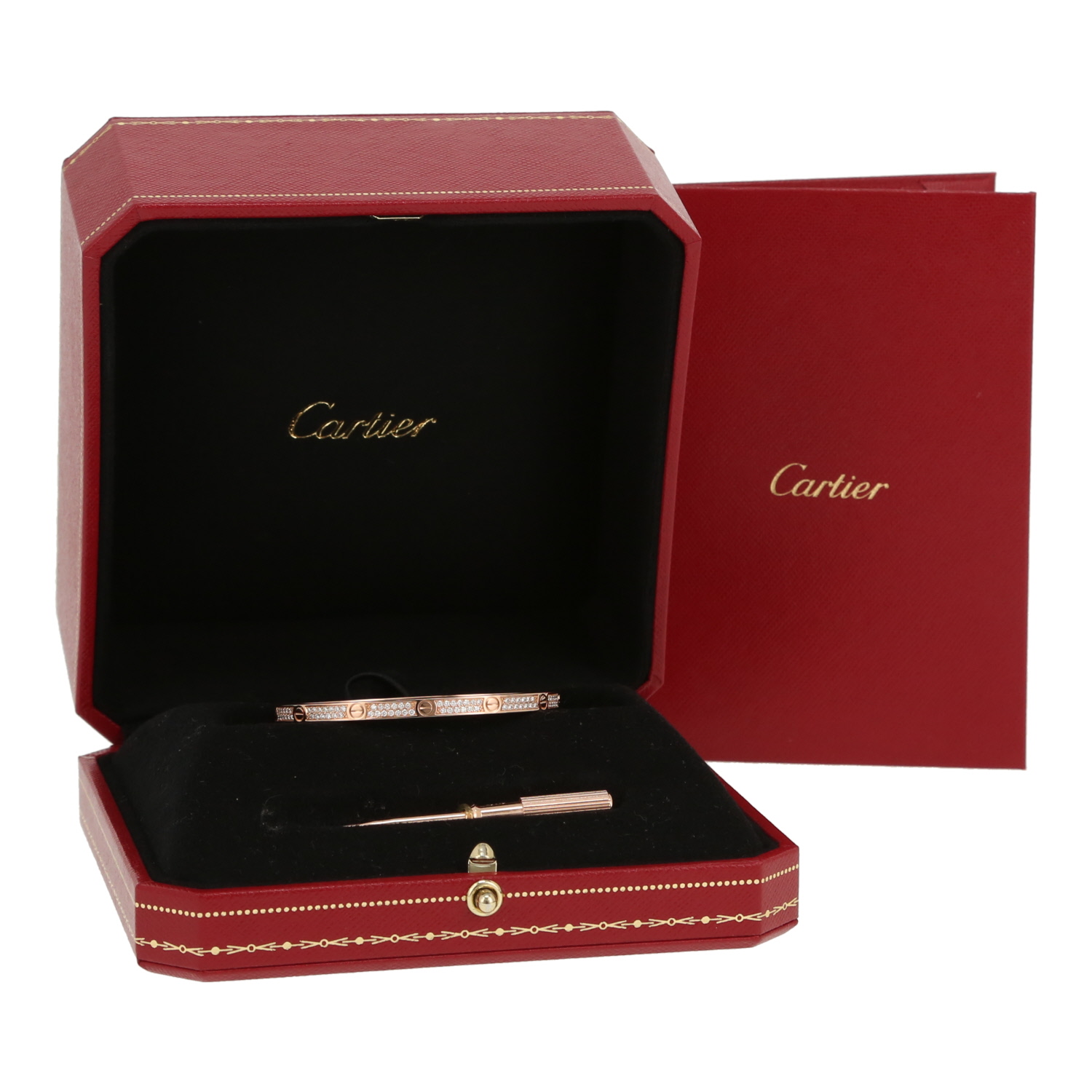 Bracciale Cartier Love pavé modello piccolo in oro rosa e diamanti