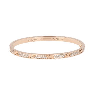 Bracciale Cartier Love pavé modello piccolo in oro rosa e diamanti