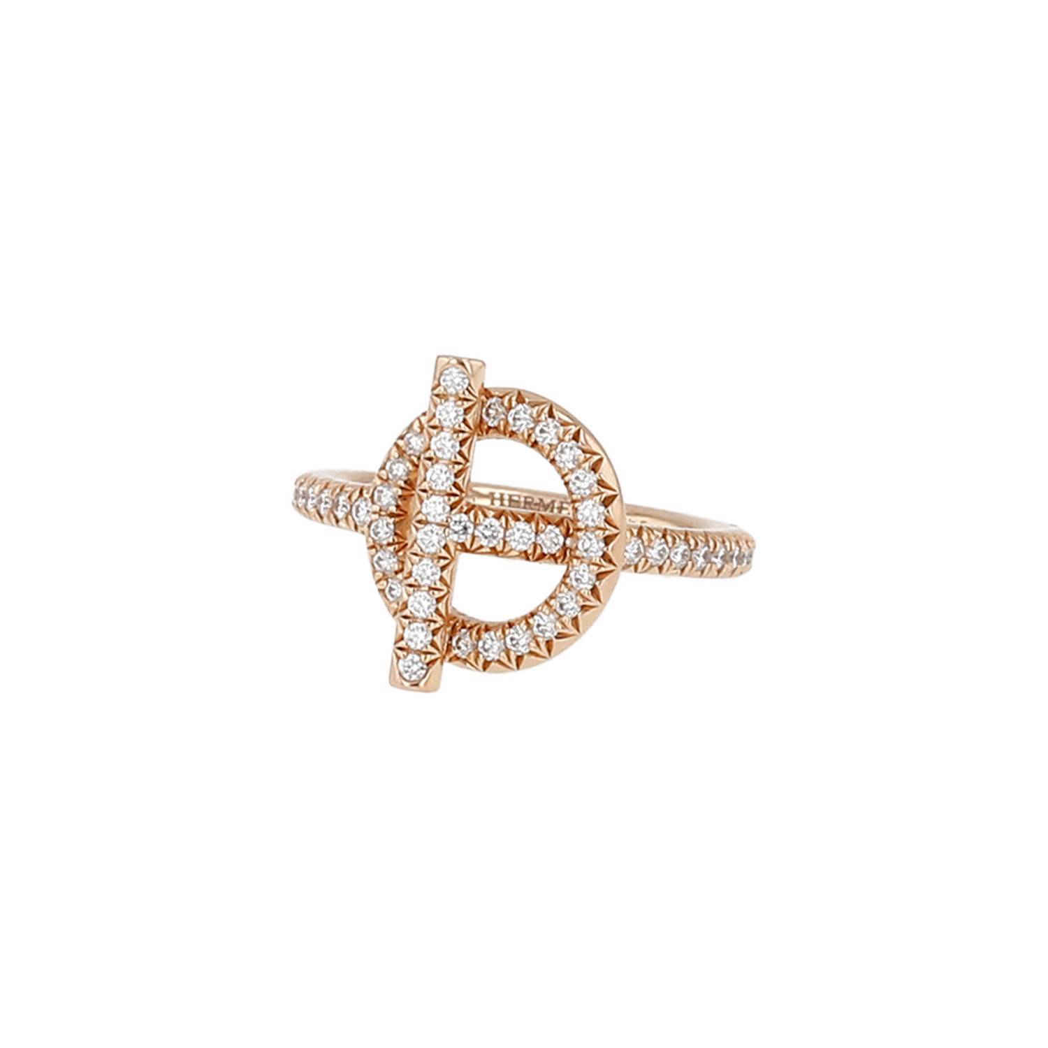 Bague Hermès Échappée Or Rose Diamants Occasion Bague Hermès Échappée Or Rose Diamants Occasion