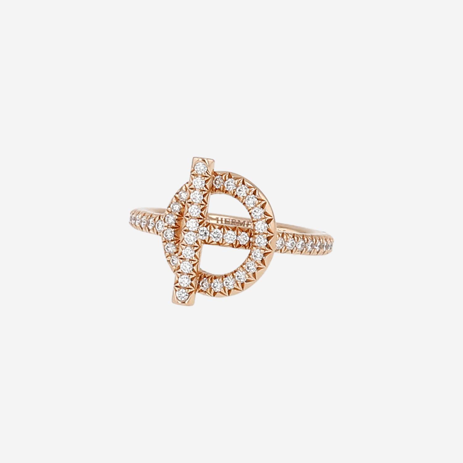 Hermès Echappée small model ring in pink gold and diamonds