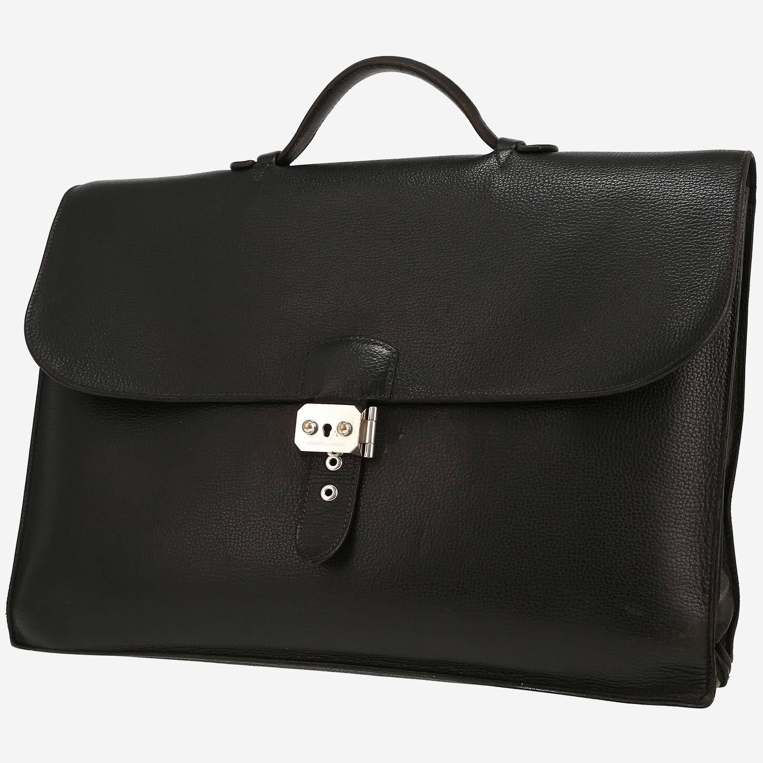 Hermès  Sac à dépêches briefcase  in black grained leather