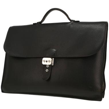 Porte-documents Hermès  Sac à dépêches en cuir grainé noir