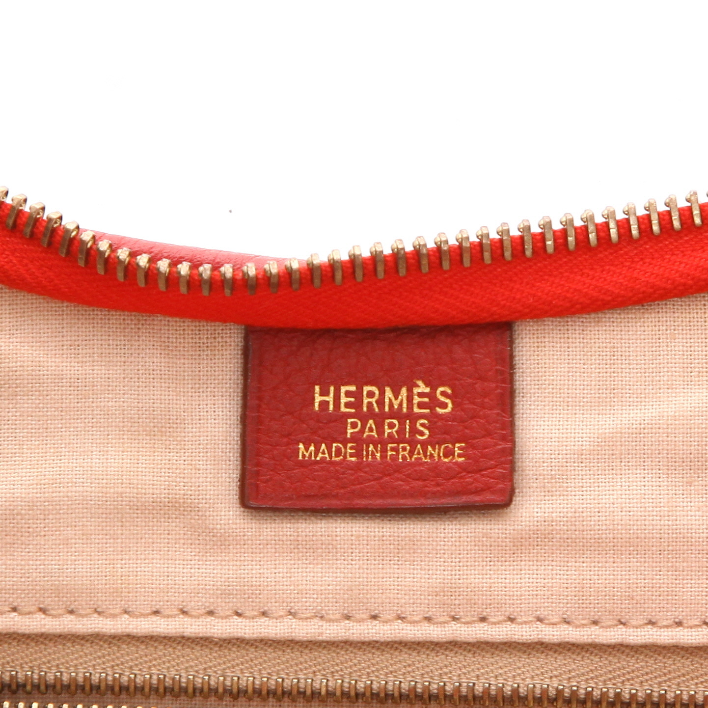 Bolso de mano Hermès  Goya en cuero togo rojo - Detail D2