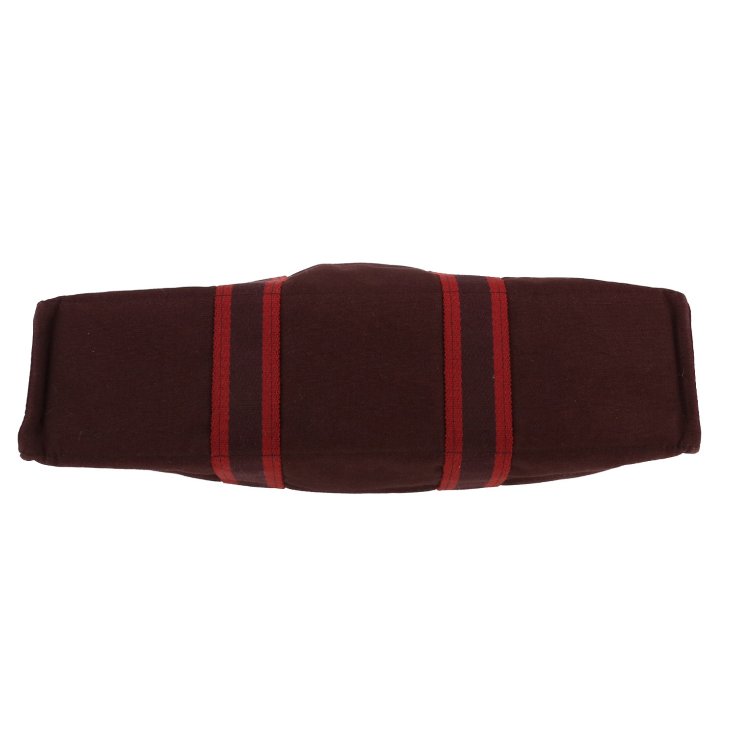 Hermès  Toto Bag - Shop Bag shopping bag  in burgundy and red canvas - Detail D1