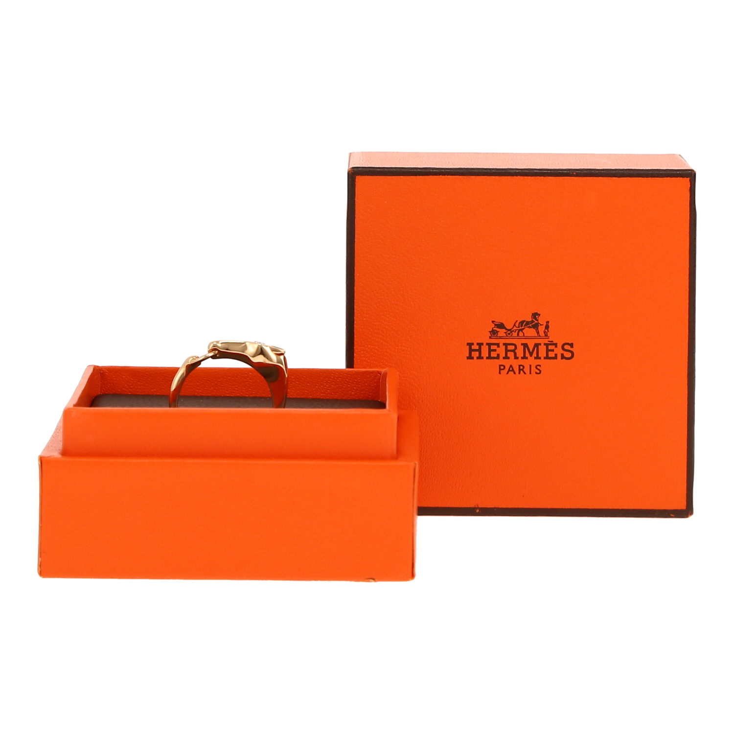 Bague Hermès Galop petit modèle en or rose et diamant - Detail D2