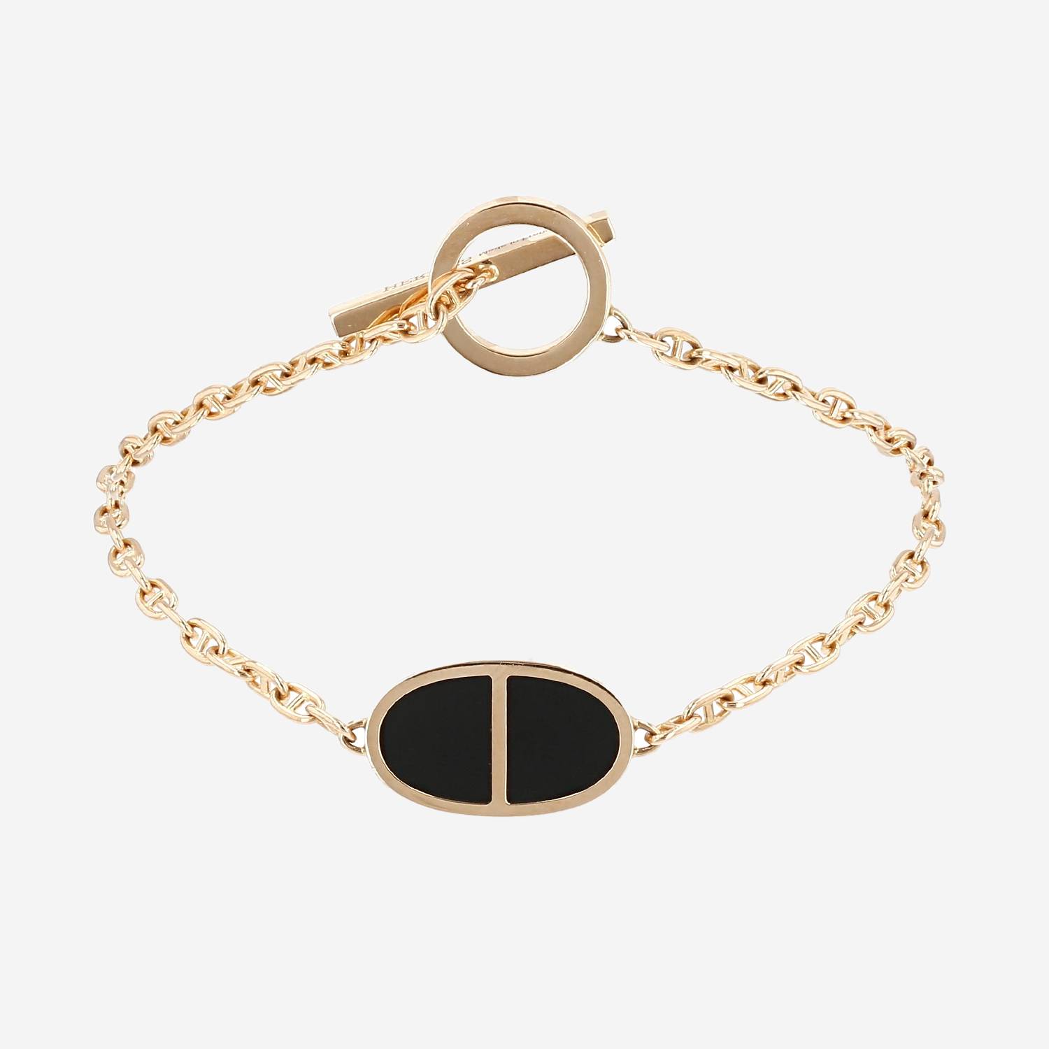 Bracciale Hermès Chaîne d'ancre Verso in oro rosa e ceramica nero