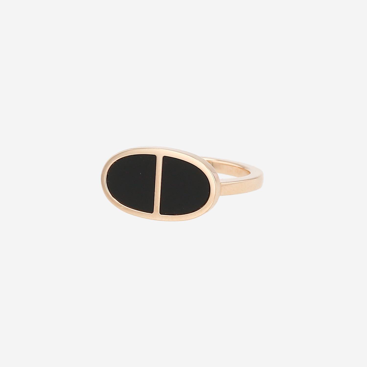 Anello Hermès Chaîne d'ancre Verso in oro rosa e ceramica nero