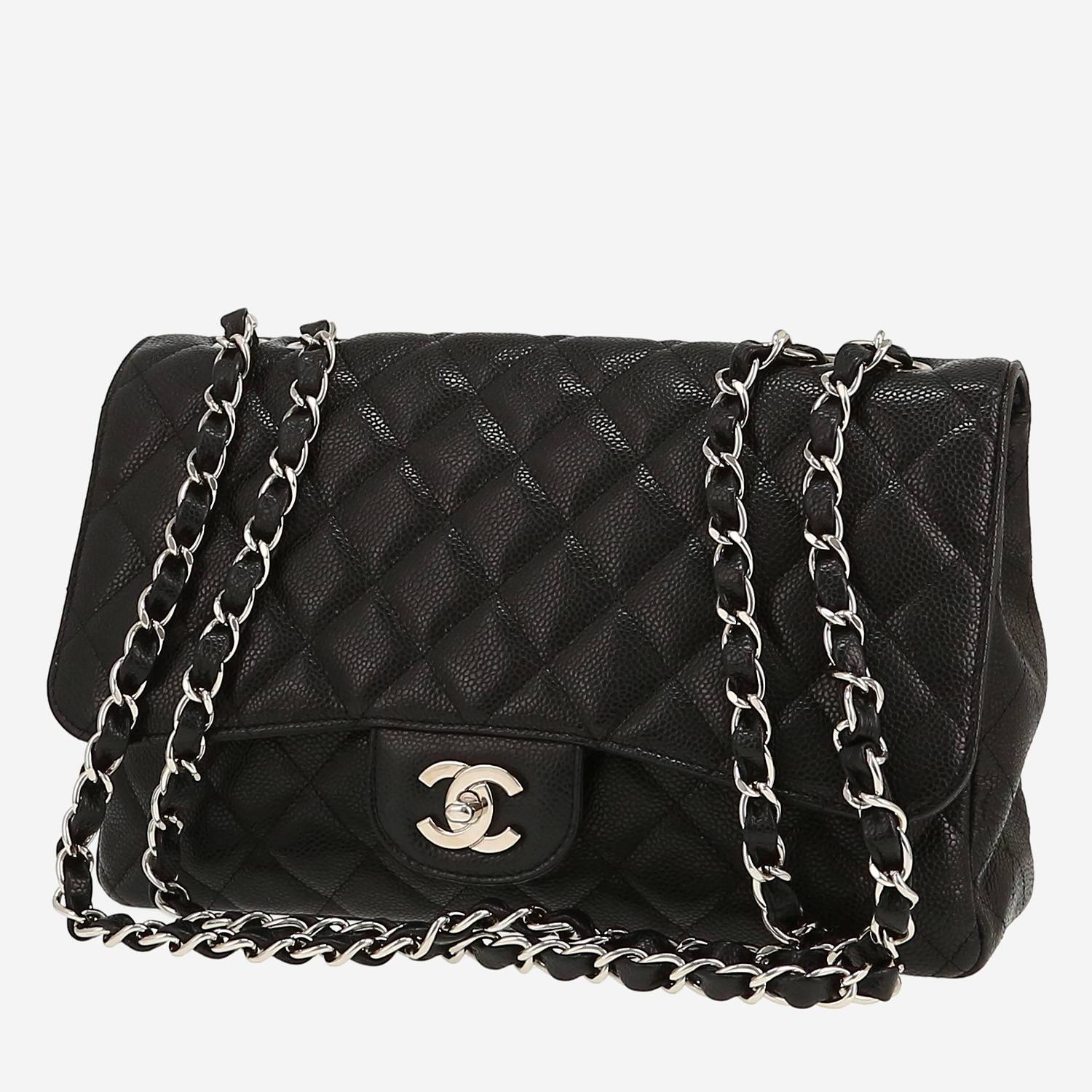 Sac bandoulière Chanel  Timeless Jumbo en cuir grainé matelassé noir