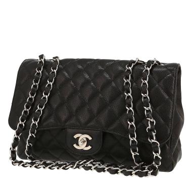 Sac bandoulière Chanel  Timeless Jumbo en cuir grainé matelassé noir